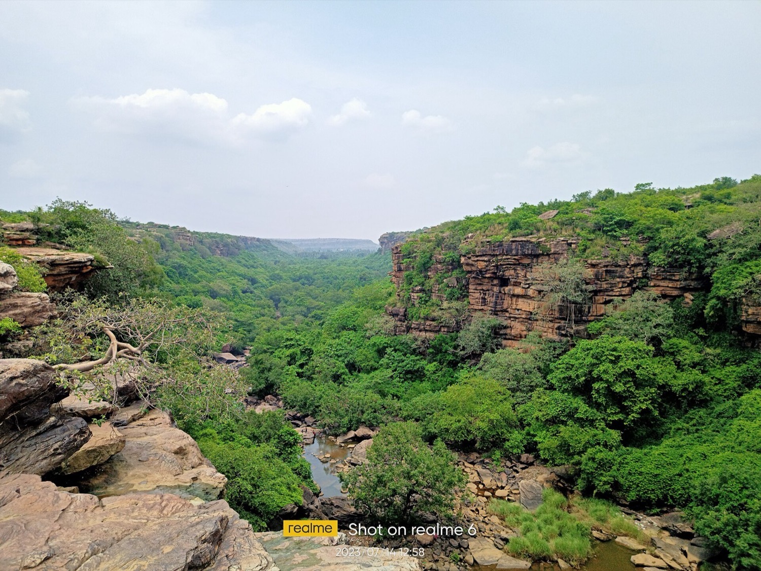 Dhua Kund waterfall plunging in a misty spray down the Kaimur hills near Sasaram