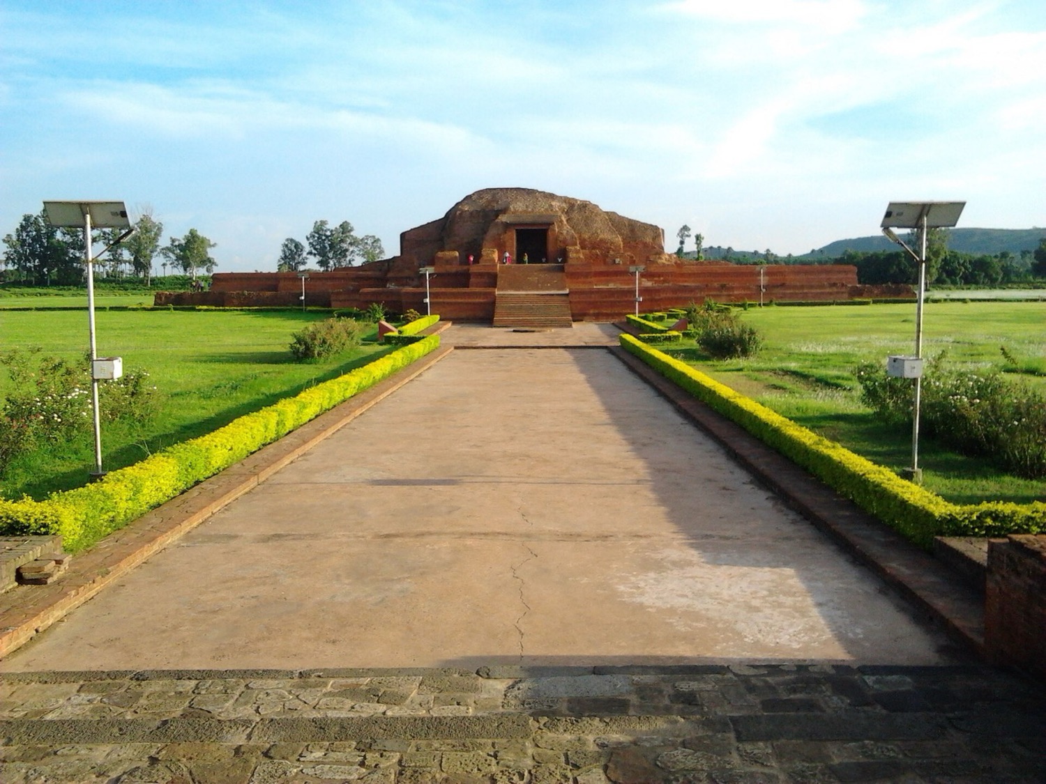 Cruciform brick stupa at the centre of the Vikramshila monastery ruins